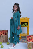 KBD-02826 | Turquoise Green & Gold | Casual Plus 3 Piece Suit | Viscose Self Dobby