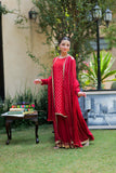 GDD-02812 | Red & Gold | Formal 3 Piece Suit | Viscose Crinkle Chiffon