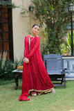 GDD-02812 | Red & Gold | Formal 3 Piece Suit | Viscose Crinkle Chiffon