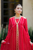 GDD-02812 | Red & Gold | Formal 3 Piece Suit | Viscose Crinkle Chiffon