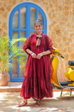 GDD-02810 | Maroon & Gold | Formal 3 Piece Suit | Viscose Chambray Katan