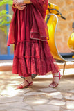GDD-02810 | Maroon & Gold | Formal 3 Piece Suit | Viscose Chambray Katan