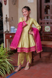 KDD-02767 | Perot Green & Shocking Pink | Formal 3 Piece Suit | Shamray Fancy Yarn Fabric