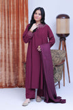 LBD-02824 | Maroon & Gold | Casual 3 Piece Suit  | Viscose Self Dobby