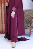 LBD-02824 | Maroon & Gold | Casual 3 Piece Suit  | Viscose Self Dobby