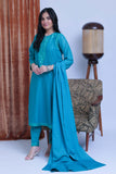 LAD-02513 | Turquoise Blue | Casual 3 Piece Suit  | Cotton Karandi Dobby