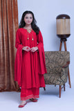 GBD-02823 | Red & Gold | Casual Plus 3 Piece Suit | Viscose Self Dobby