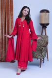 GBD-02823 | Red & Gold | Casual Plus 3 Piece Suit | Viscose Self Dobby