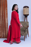 GBD-02823 | Red & Gold | Casual Plus 3 Piece Suit | Viscose Self Dobby