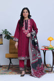 LAD-02548 | Shocking Pink & Black | Casual 3 Piece Suit  | Cotton Khaddar Printed