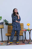 GAC-02805 | Blue & Multicolor | Casual 2 Piece Suit | Cotton Dobby Self