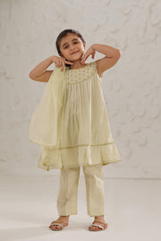 KAD-03027 | Light Green & Golden | Casual 3 Piece Suit | Cotton Self Jacquard