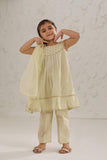 KAD-03027 | Light Green & Golden | Casual 3 Piece Suit | Cotton Self Jacquard
