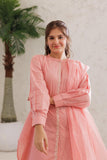 GAD-03029 | Peach & White | Casual 3 Piece Suit | Cotton Self Jacquard