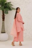GAD-03029 | Peach & White | Casual 3 Piece Suit | Cotton Self Jacquard
