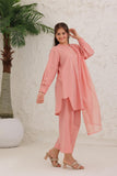 GAD-03029 | Peach & White | Casual 3 Piece Suit | Cotton Self Jacquard