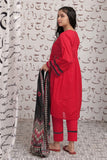 GAD-02275 | Red & Multicolor | Casual 3 Piece Suit  | Cotton Lawn Print