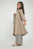 KBD-02695 | Grey & Multicolor | Casual Plus 3 Piece Suit | Cotton Gold Print Lawn