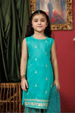 KDD-03020 | Turquoise Green & Multicolor | Formal 3 Piece Suit | Viscose Raw Silk