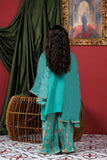 KDD-03020 | Turquoise Green & Multicolor | Formal 3 Piece Suit | Viscose Raw Silk