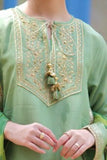 Girls formal clothes | Green & Gold | Formal 3 Piece Suit | Viscose Raw Silk | GDD-02813