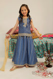 Kids formal clothes | Blue & Gold | Formal 3 Piece Suit | Banarsi Raw-Silk & Jacquard | KDD-03189
