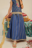 Kids formal clothes | Blue & Gold | Formal 3 Piece Suit | Banarsi Raw-Silk & Jacquard | KDD-03189