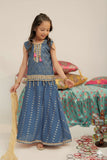 Kids formal clothes | Blue & Gold | Formal 3 Piece Suit | Banarsi Raw-Silk & Jacquard | KDD-03189