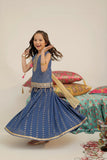 Kids formal clothes | Blue & Gold | Formal 3 Piece Suit | Banarsi Raw-Silk & Jacquard | KDD-03189