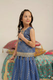 Kids formal clothes | Blue & Gold | Formal 3 Piece Suit | Banarsi Raw-Silk & Jacquard | KDD-03189