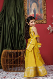Kids formal clothes | Mustard & Gold | Formal 3 Piece Suit | Fancy Yarn Cotton Silk | KDD-03054