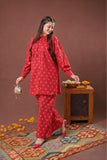 Girls Eid Dress | Peach & Multicolor | Casual 2 Piece Suit  | Cotton Plain Cambric | GAC-03268