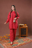 Girls Eid Dress | Peach & Multicolor | Casual 2 Piece Suit  | Cotton Plain Cambric | GAC-03268