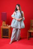 Girls Eid Dress | Sea Green & Multicolor | Casual Plus 3 Piece Suit | Cotton Plain | GBD-03332