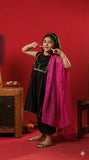 Kids Eid Dress | Black & Multicolor | Casual Plus 3 Piece Suit | Cotton Dobby | KBD-03314