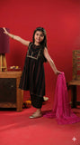 Kids Eid Dress | Black & Multicolor | Casual Plus 3 Piece Suit | Cotton Dobby | KBD-03314