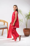 Kids Eid Dress | Red | Casual Plus 3 Piece Suit | Cotton Glitter Printed | KBD-03389