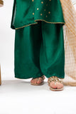 Kids formal clothes | T.Green/Gold | Formal 3 Piece Suit | Viscose Raw Silk | KDD-03279