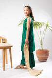 Kids formal clothes | T.Green/Gold | Formal 3 Piece Suit | Viscose Raw Silk | KDD-03279