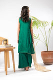 Kids formal clothes | T.Green/Gold | Formal 3 Piece Suit | Viscose Raw Silk | KDD-03279