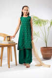 Kids formal clothes | T.Green/Gold | Formal 3 Piece Suit | Viscose Raw Silk | KDD-03279