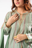 Women Eid Dress | Sea Green & Multicolor | Casual Plus 3 Piece Suit | Cotton Dobby Gold | LBD-03404