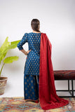 Girls formal clothes | Blue & Gold  | Formal 3 Piece Suit  | Viscose Chambray Katan | GDD-03254