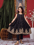 Kids formal clothes | Black & Gold | Formal 3 Piece Suit | Viscose Raw-Silk | KDD-03157