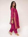 Women Eid Dress | Magenta & Gold | Casual Plus 3 Piece Suit | Cotton Plain with Banarsi Borders | LBD-03453