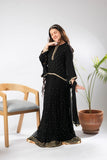 Girls formal clothes | Black & Gold | Formal 3 Piece Suit  | Viscose Crinkle Chiffon | GDD-03148