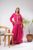 Girls formal clothes | Shocking Pink & Gold | Formal 3 Piece Suit  | Viscose Crinkle Chiffon | GDD-03147