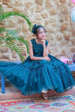 Kids Formal dress | Turquoise Blue | Formal 3 Piece suit | Viscose Chambray Katan | KDD-03547