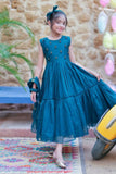 Kids Formal dress | Turquoise Blue | Formal 3 Piece suit | Viscose Chambray Katan | KDD-03547