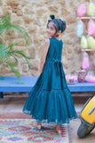 Kids Formal dress | Turquoise Blue | Formal 3 Piece suit | Viscose Chambray Katan | KDD-03547